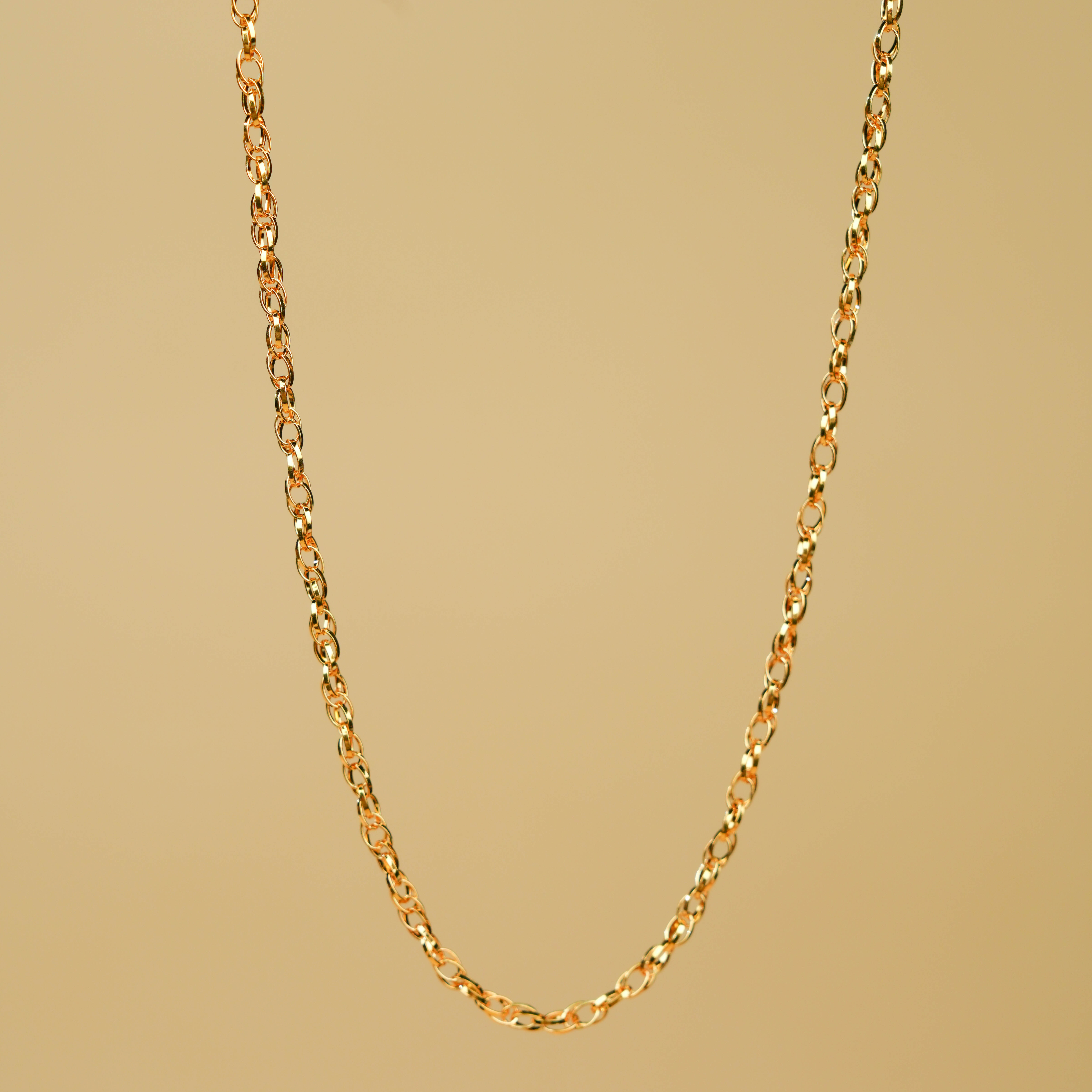 链子足银 足银环环相扣水波纹素链金色简约