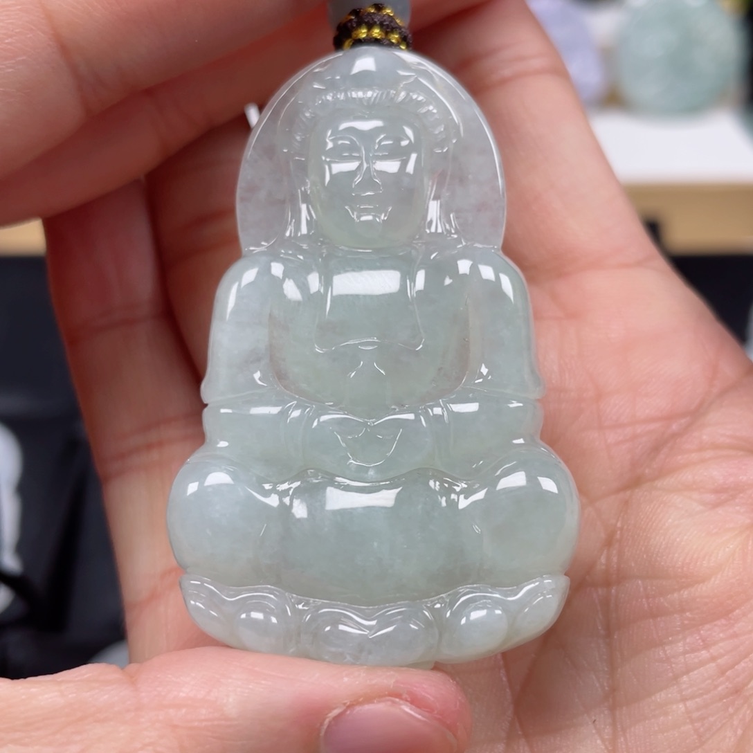 翡翠颈饰未镶嵌天然翡翠A货观音94号