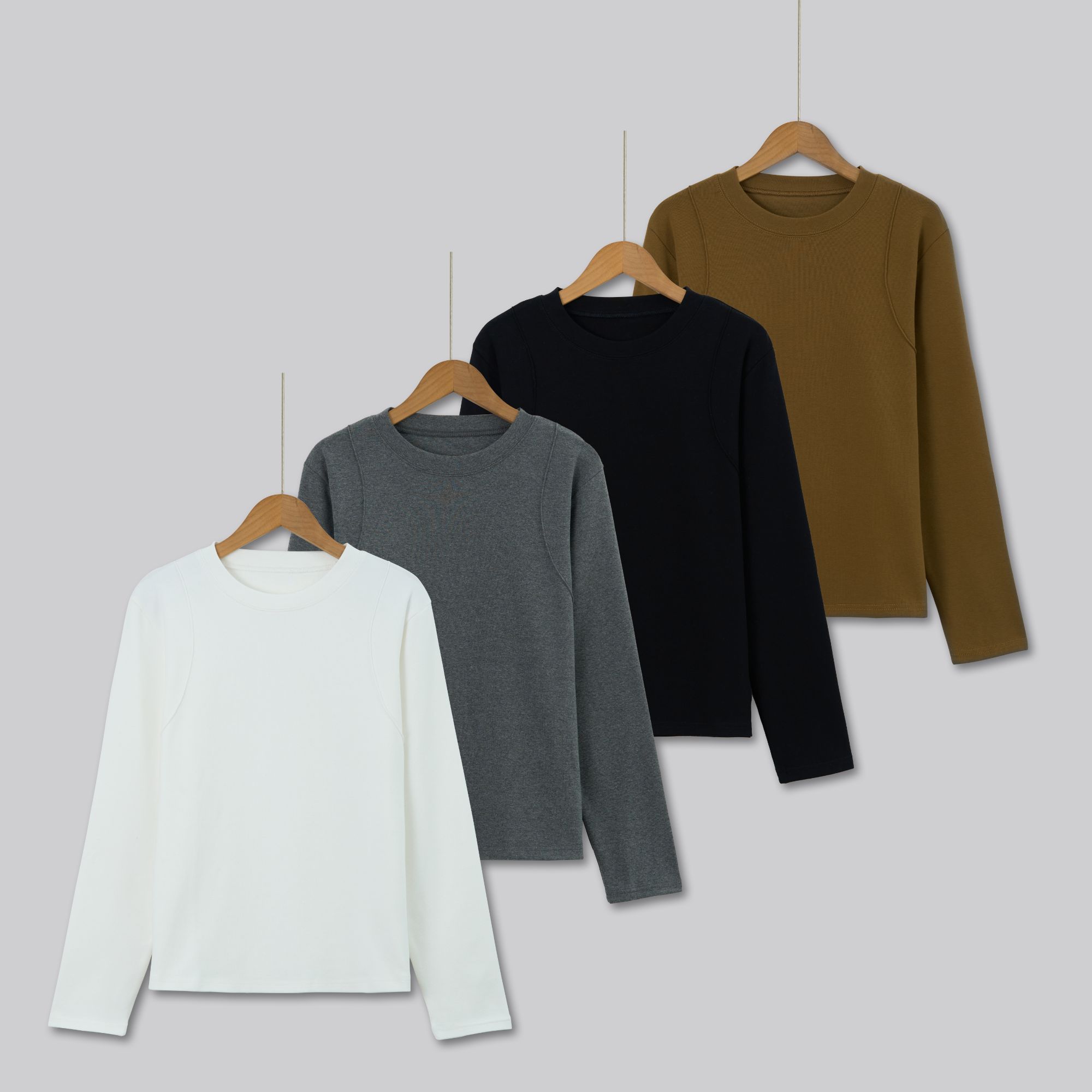  32支精梳棉260克【春款】正肩低领长袖T恤5349M