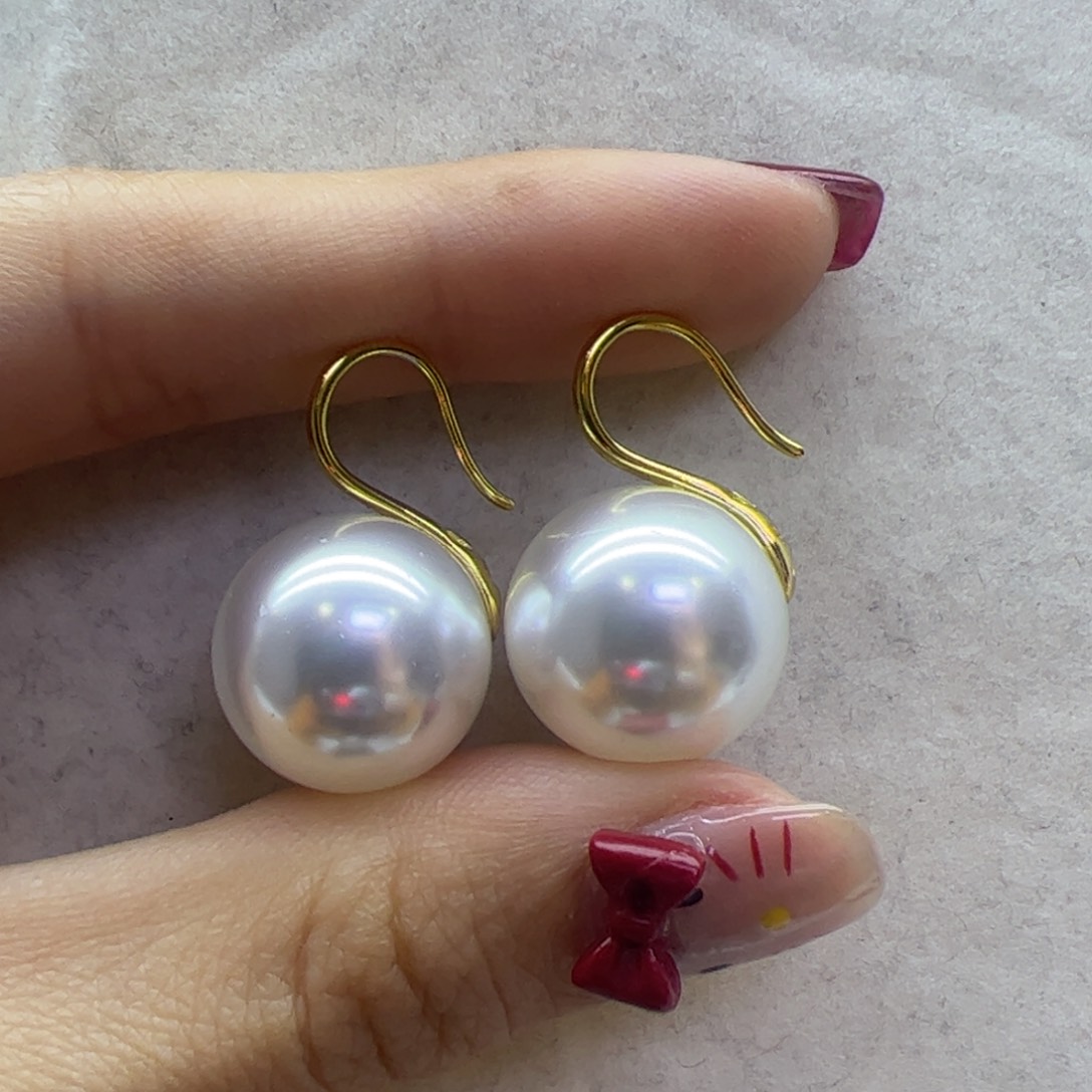 淡水珍珠耳饰18K金镶嵌