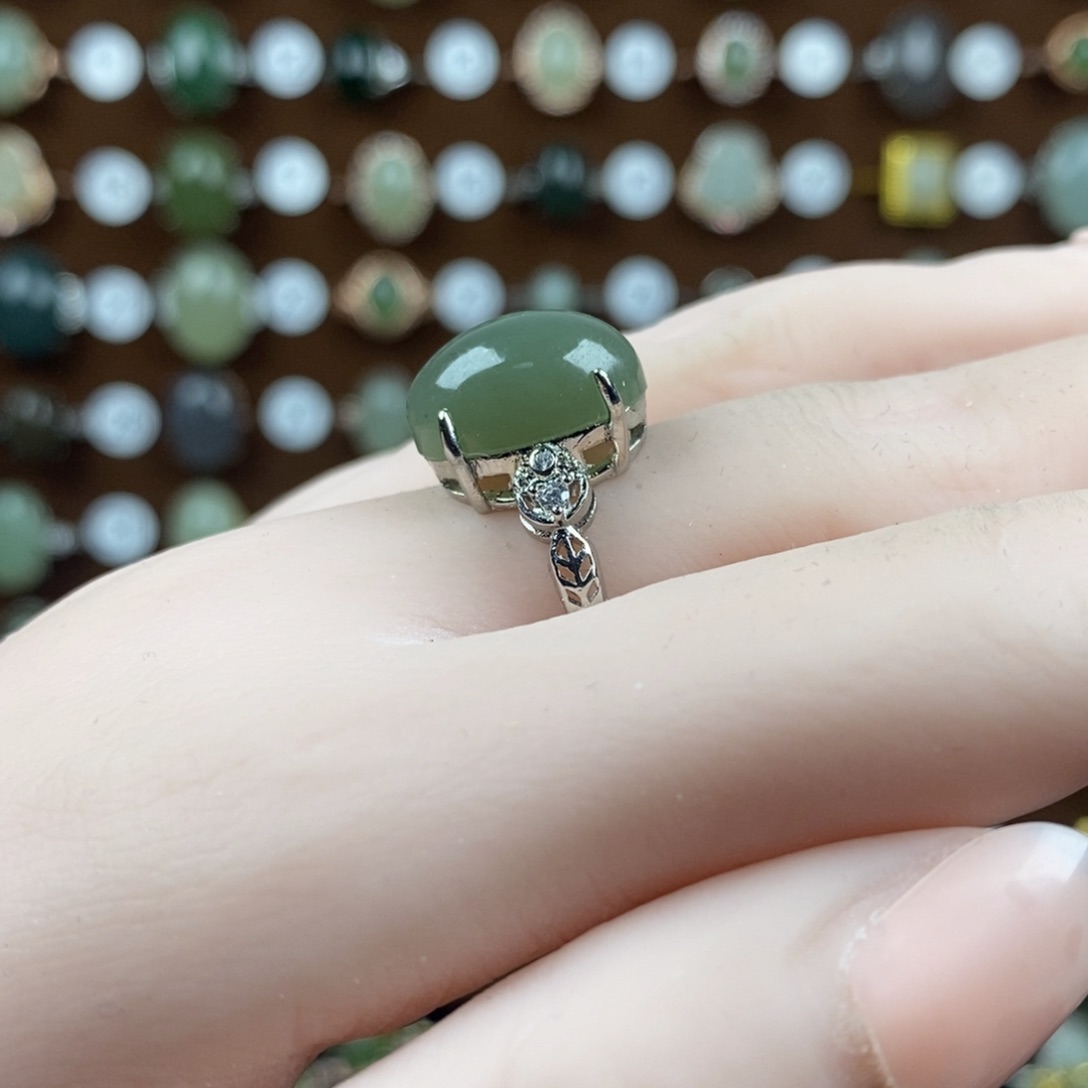 和田玉（青玉）戒指合金