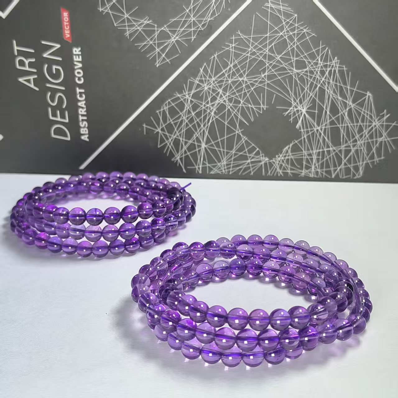 【村有晶品】天然紫水晶三圈手链约6mm 多样性发一件 770ZBQQ