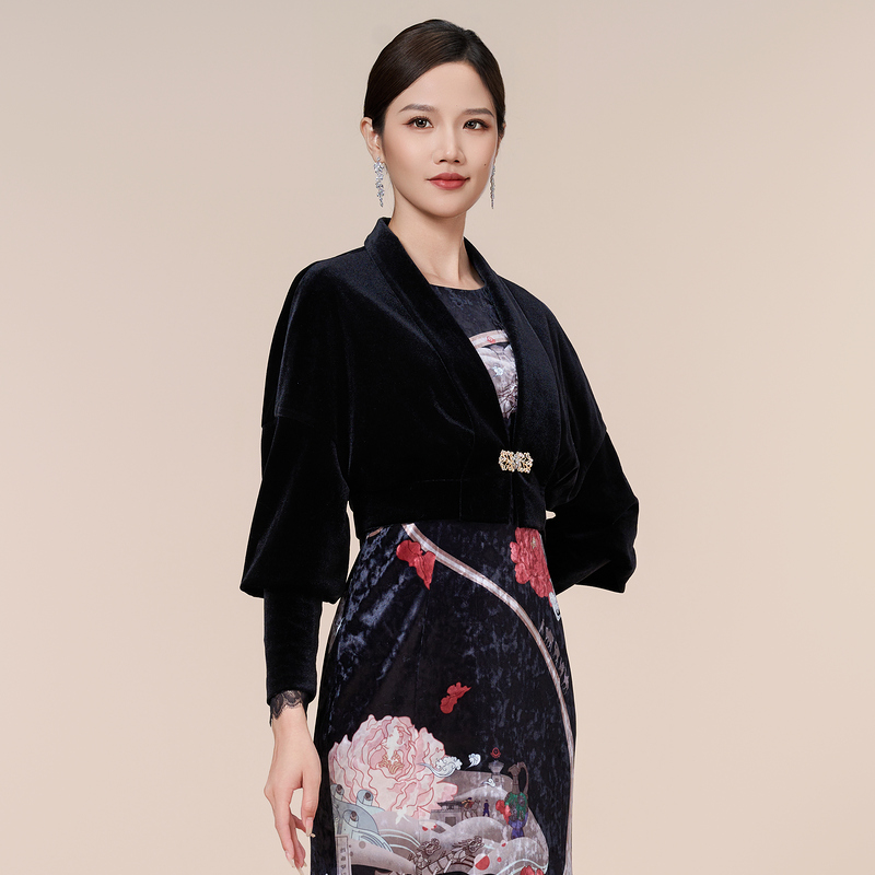 古色SUSSI【官店】翻领灯笼长袖丝绒短款外套111AY416072
