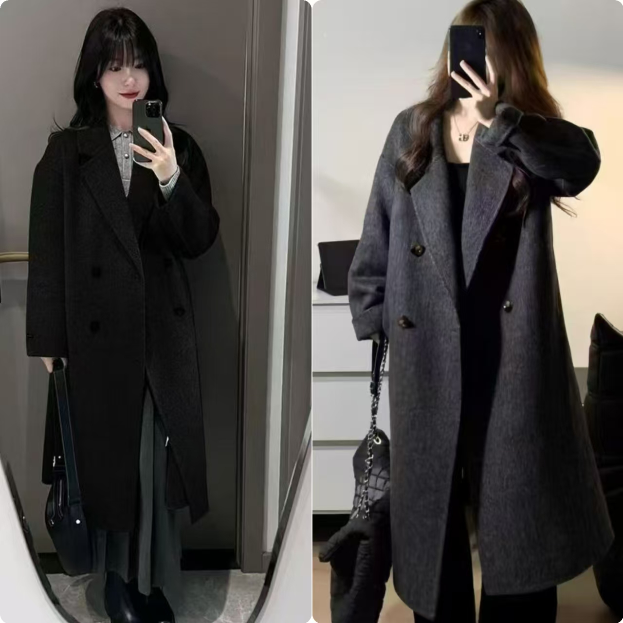 【小个子加棉加厚】羊毛呢大衣150/165气质秋冬长款中长款韩版大衣