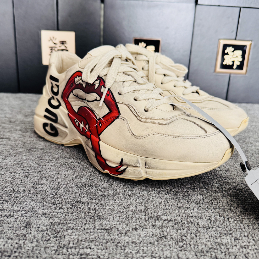 95新 GUCCI/古驰 经典红唇做旧设计老爹鞋38码YSC3261