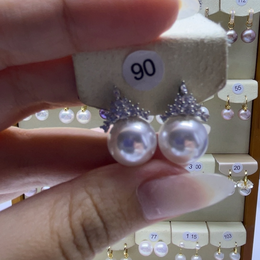 淡水珍珠耳饰银S925镶嵌