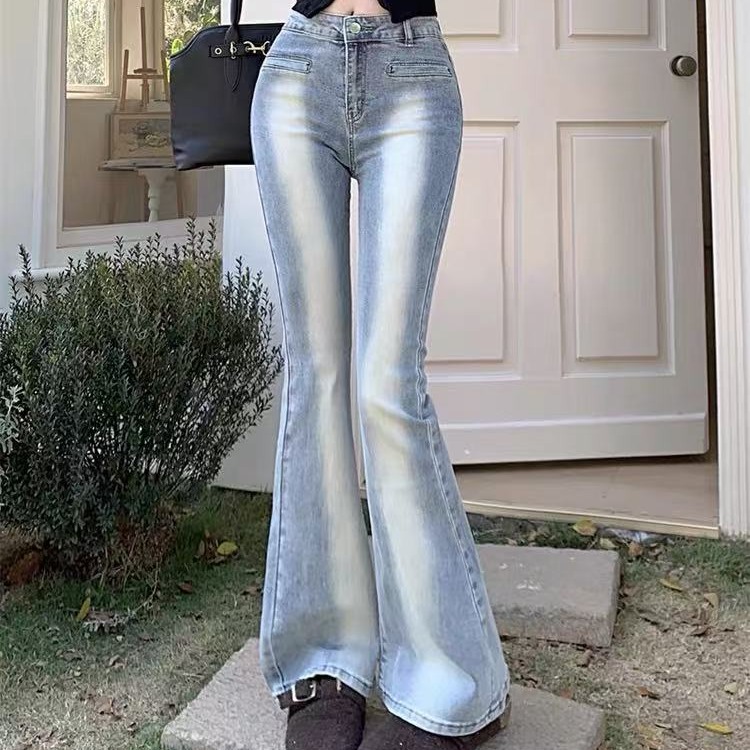 [胖鹅张]复古辣妹高光喇叭牛仔长裤 #2077[实物以直播间展示为准]