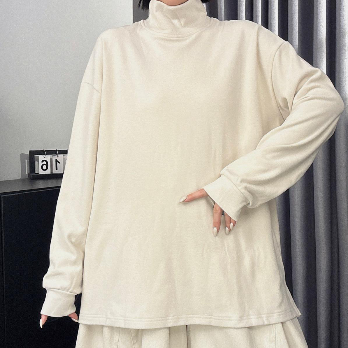 婉倾（双面奥绒打底衫）冬季保暖高领打底加厚保暖遮屁股宽松休闲