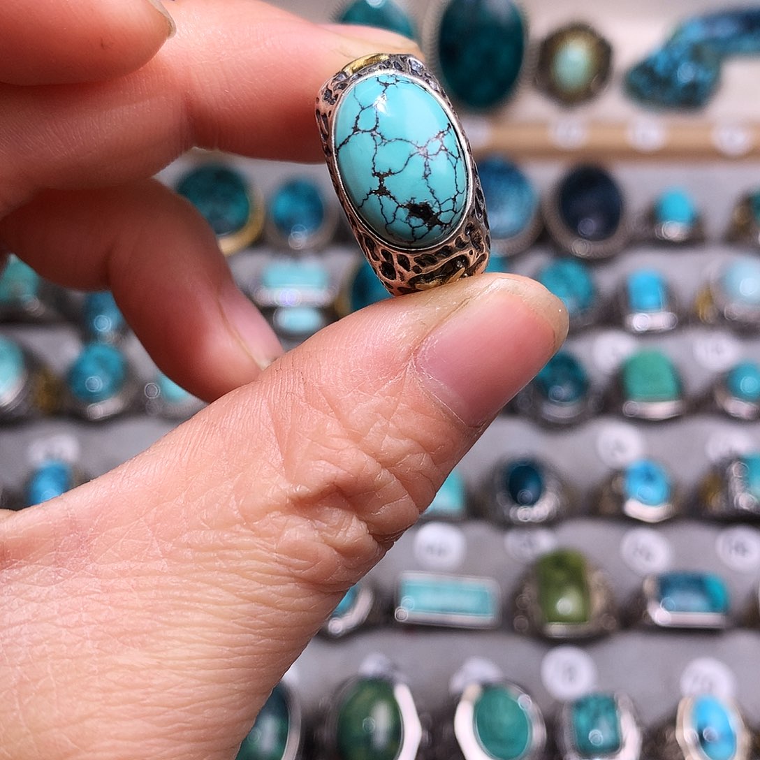 绿松石挂件银S925镶嵌