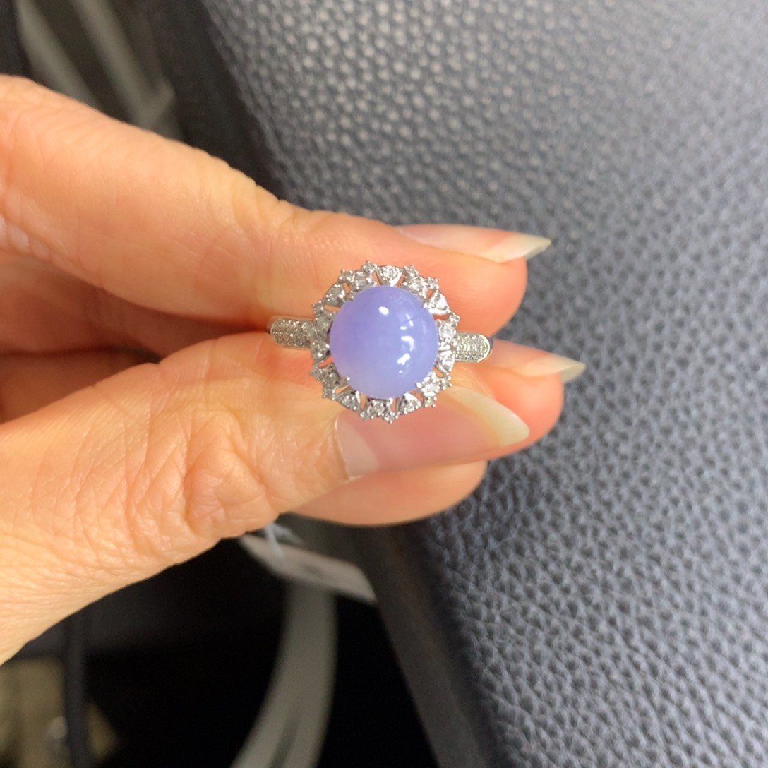 翡翠戒指18K金镶嵌翡翠