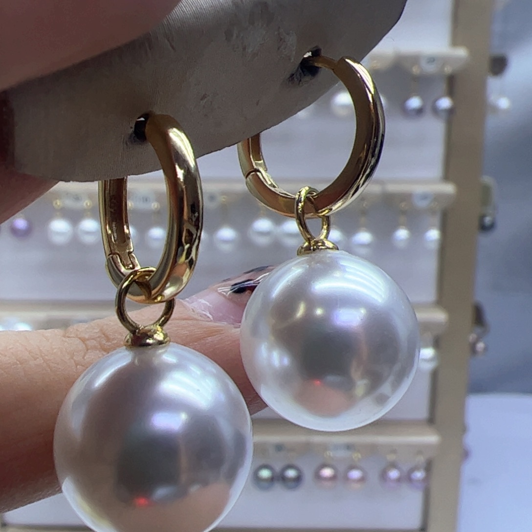 淡水珍珠耳饰银S925镶嵌