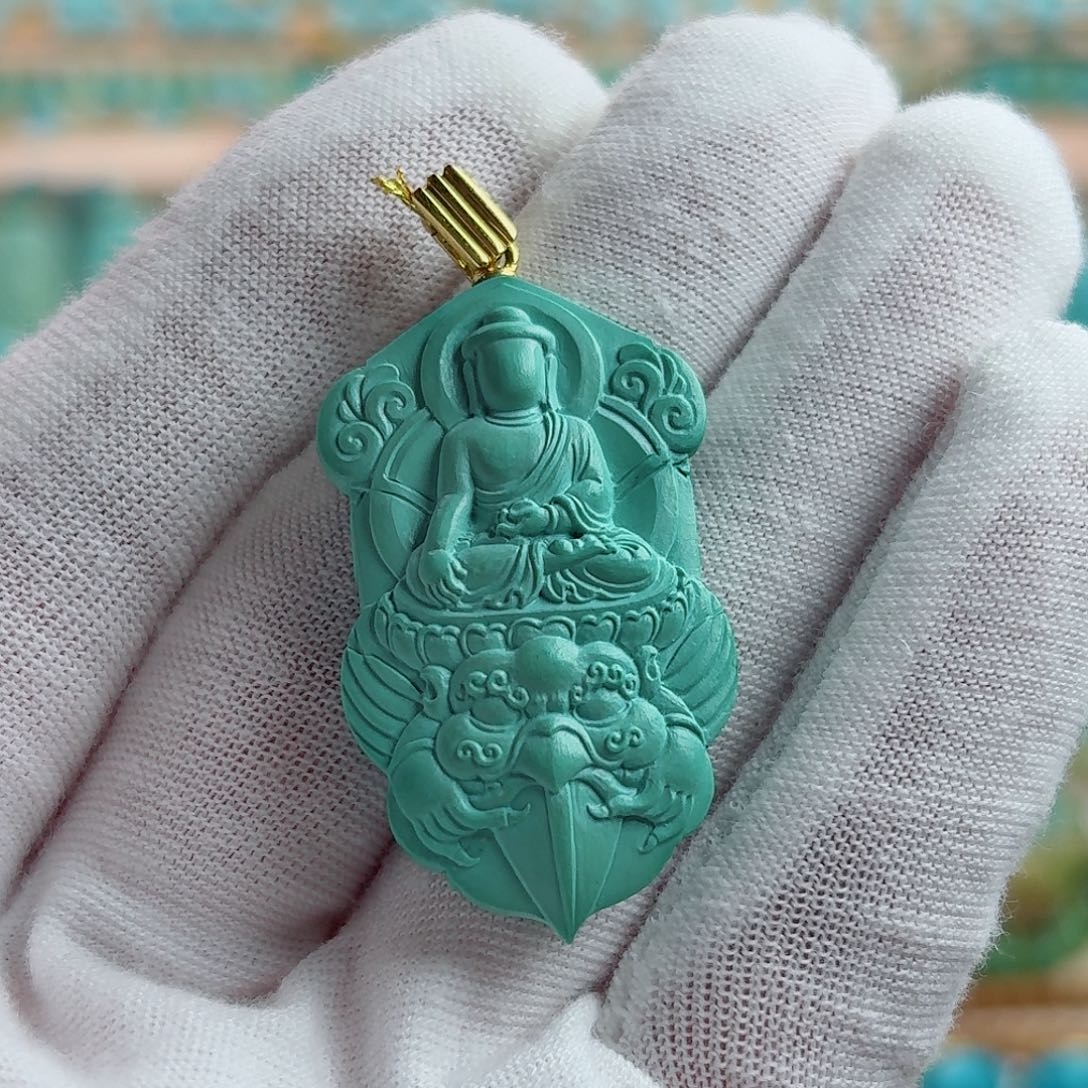 绿松石18K金镶嵌珠宝奇石