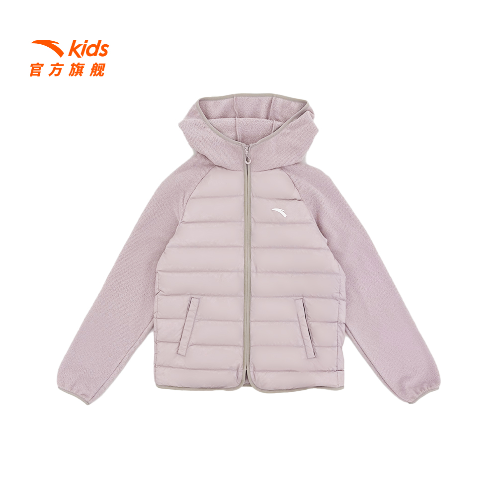 新品安踏儿童女大童轻薄羽绒服冬款保暖舒适连帽羽绒马甲