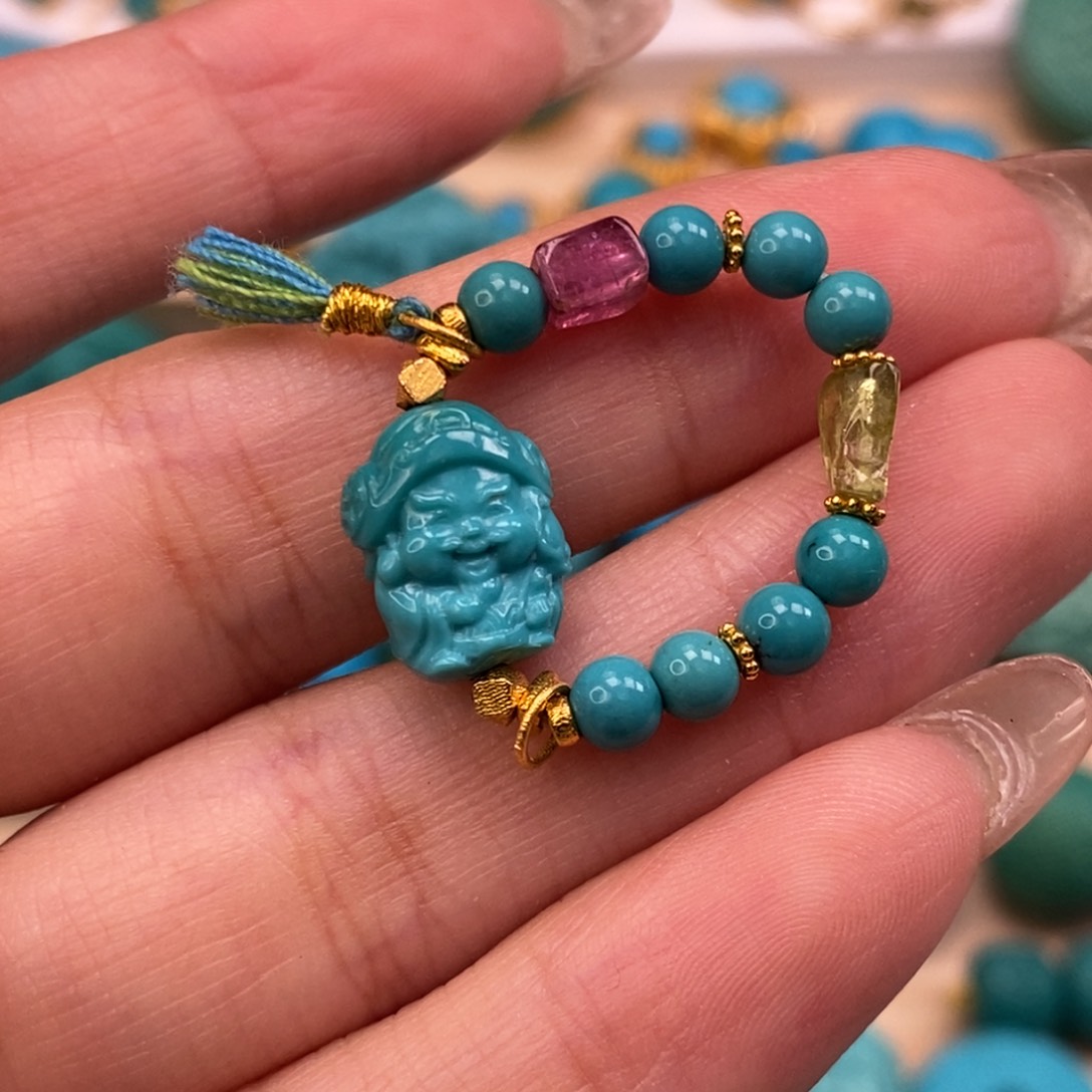 18K金镶嵌绿松石挂件