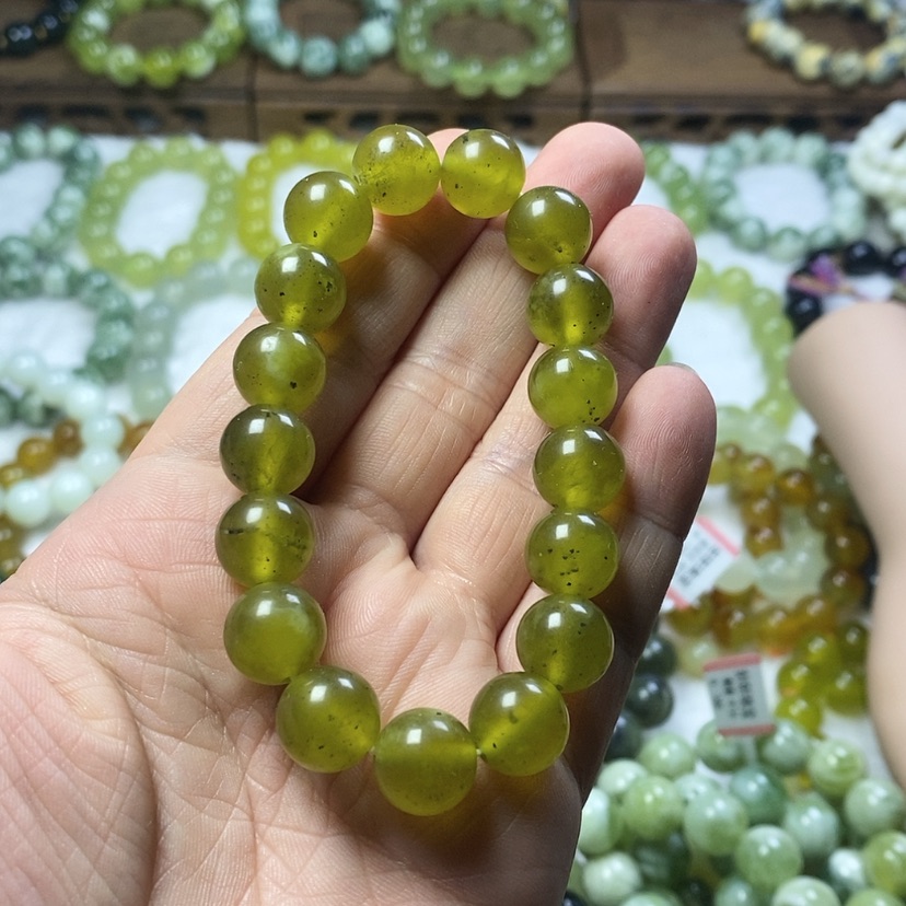 【闪购商品】蛇纹石玉手串未镶嵌卡12