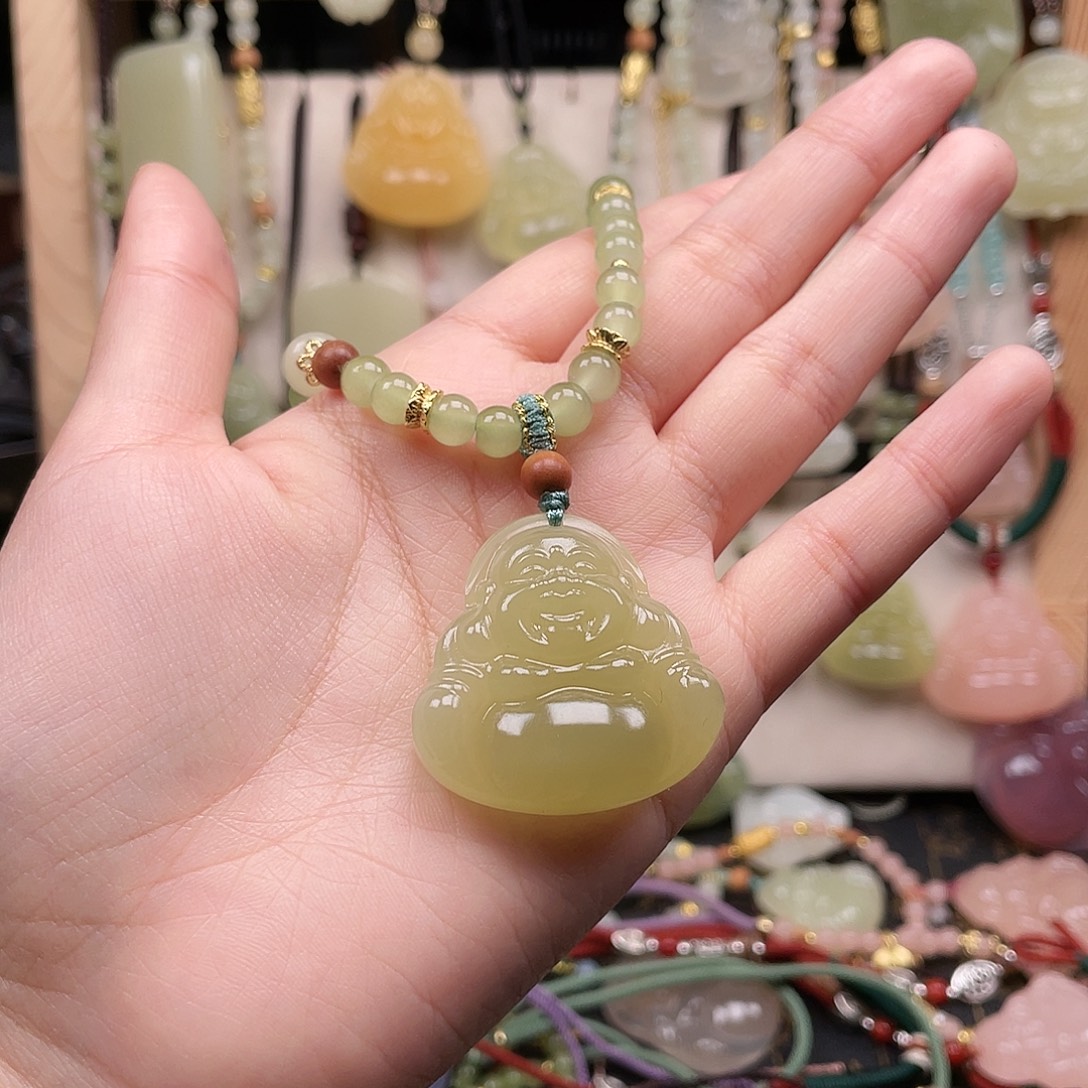 石英质玉合金颈饰35深绿佛重工