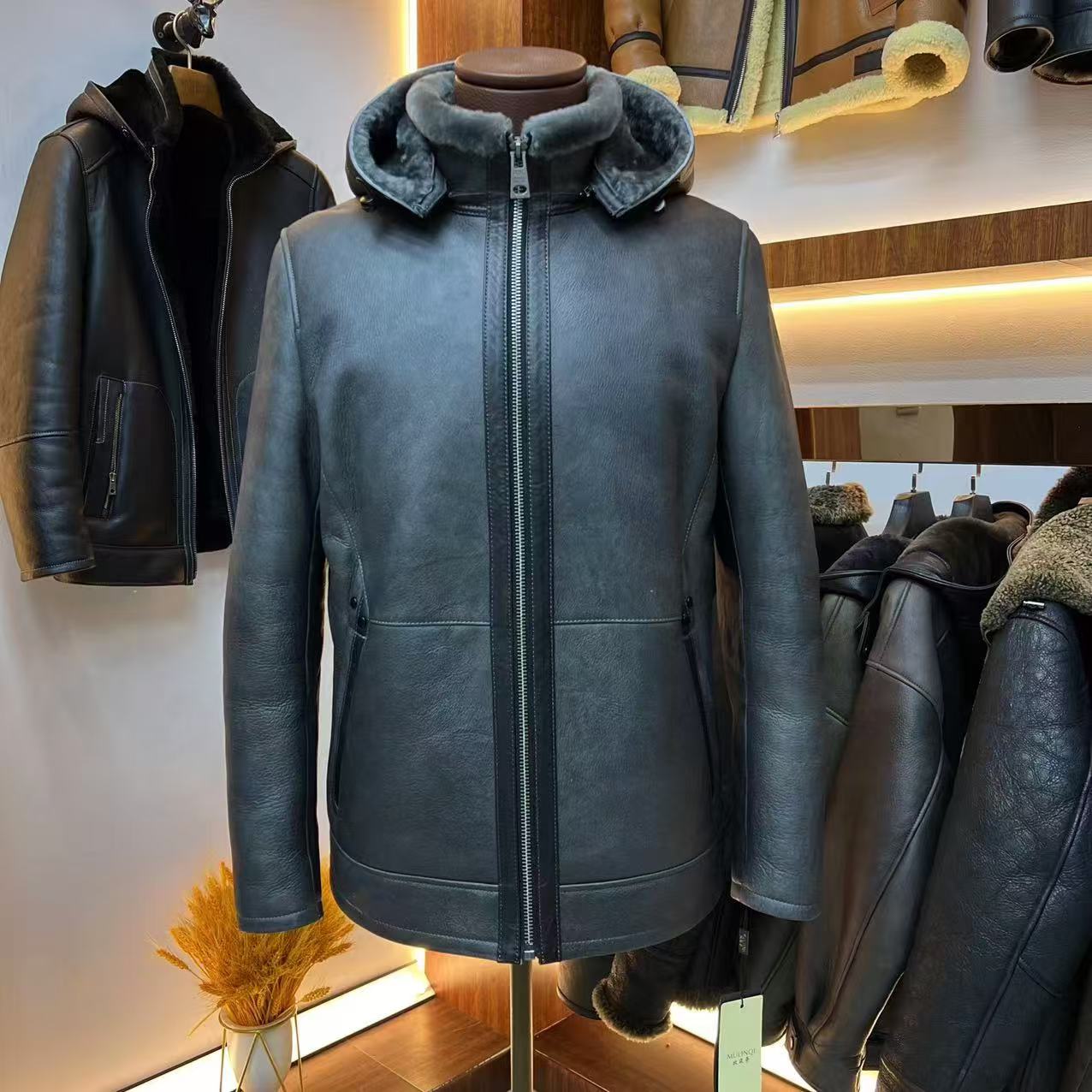 BENZHI/本秩男装帽可拆皮毛一体休闲时尚冬季2025新款皮草外套