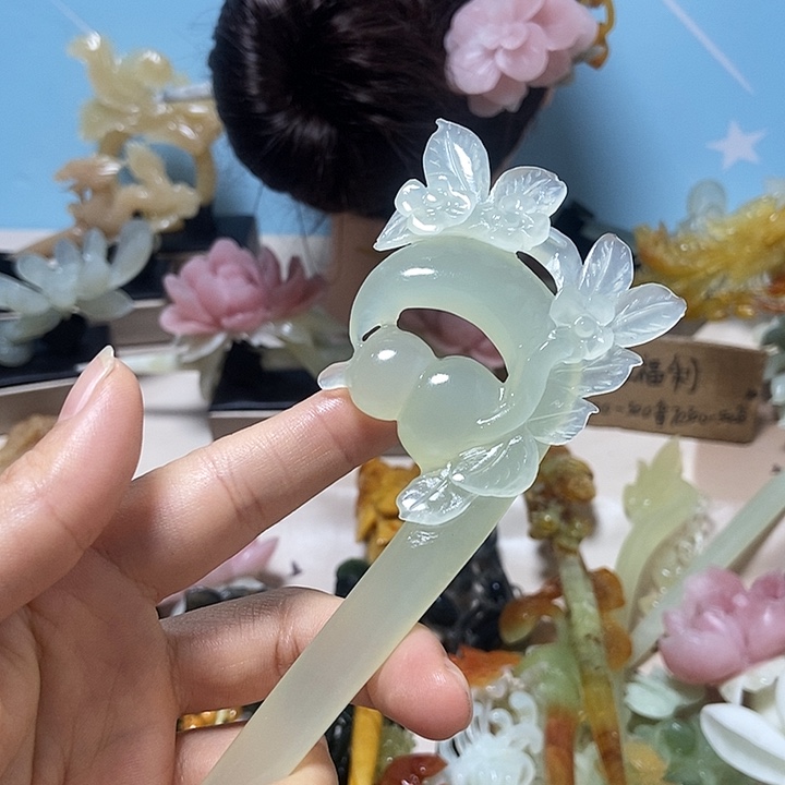 岫玉未镶嵌发簪发簪
