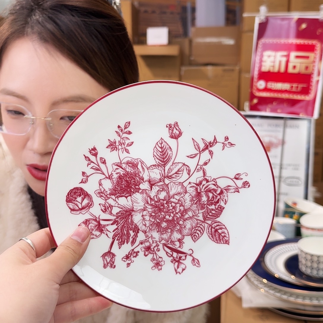 妙***o骨瓷高骨骨瓷8英寸20cm平盘一只外贸骨瓷