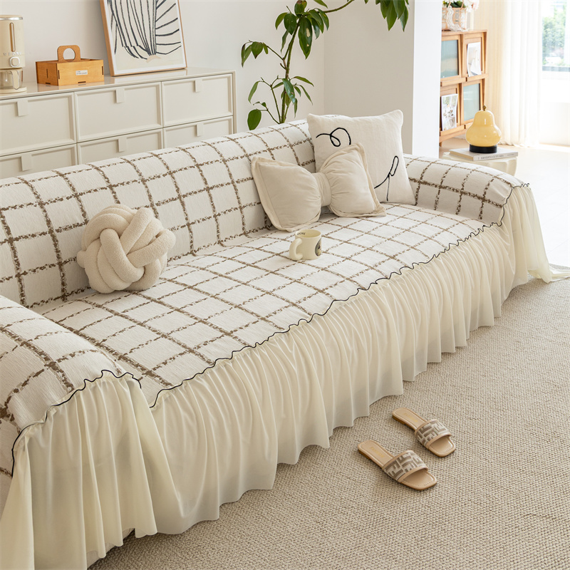 ins风格四季通用沙发盖巾一片式防尘盖布高级感雪尼尔全包盖布