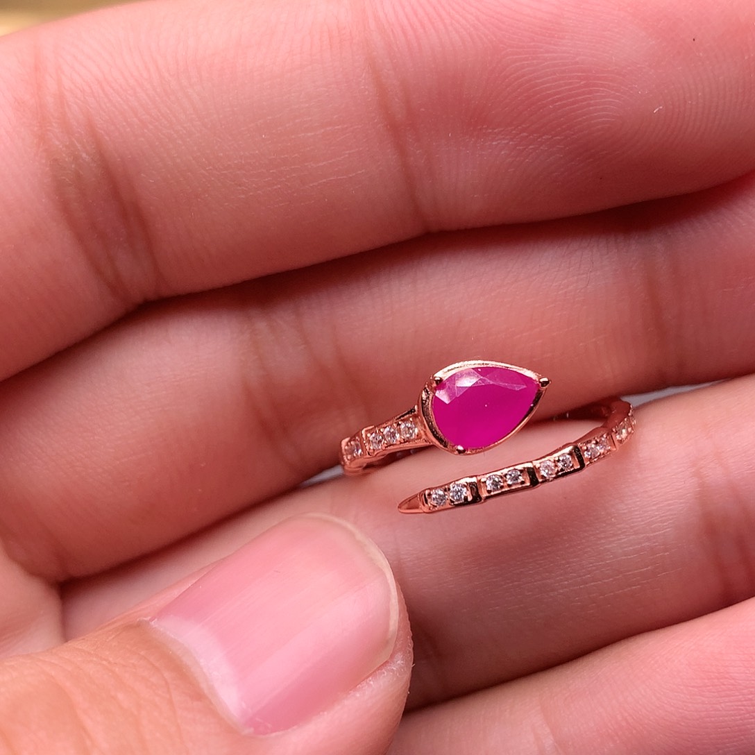 红宝石戒指银S925镶嵌