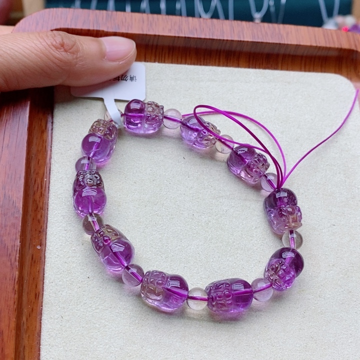 未镶嵌手链水晶维*命天然紫黄晶手串