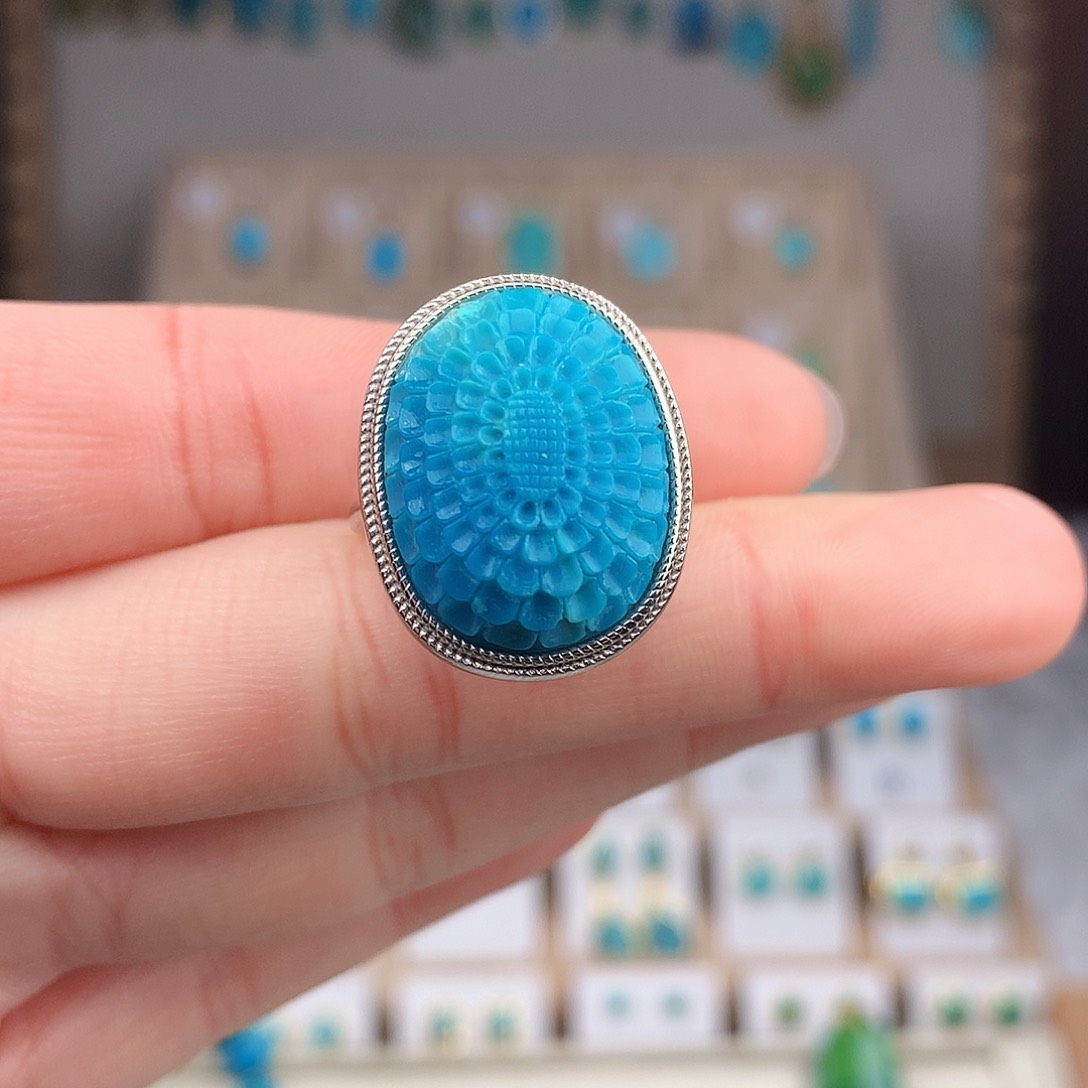 绿松石戒指银S925镶嵌