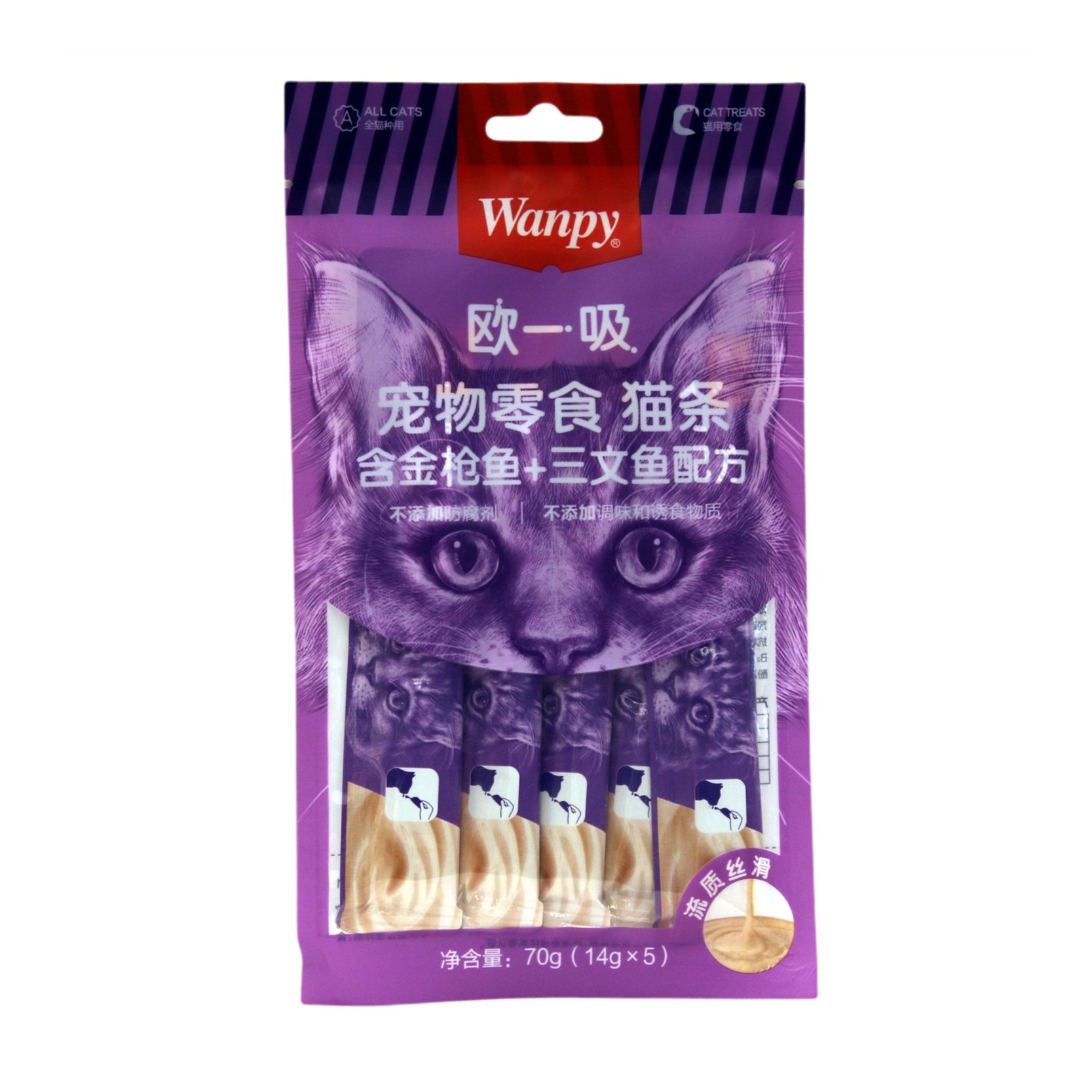 wanpy/顽皮欧一吸宠物零食猫条70g(14g*5条)