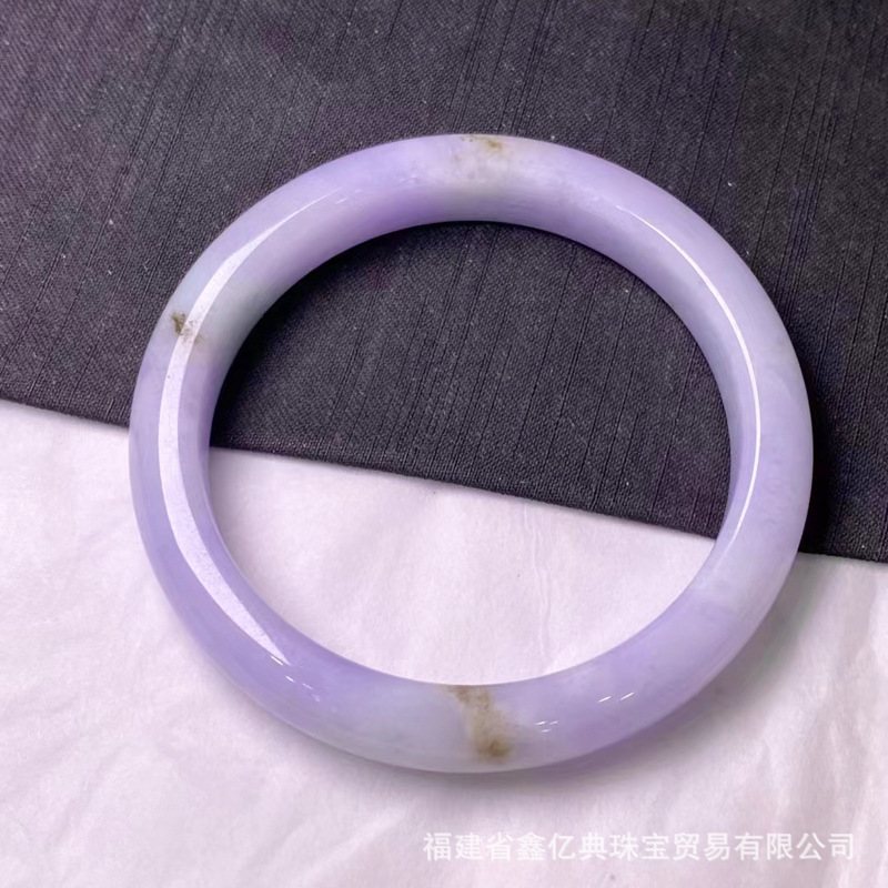 缅甸天然翡翠手镯A货 紫细条带证书多样性发一件