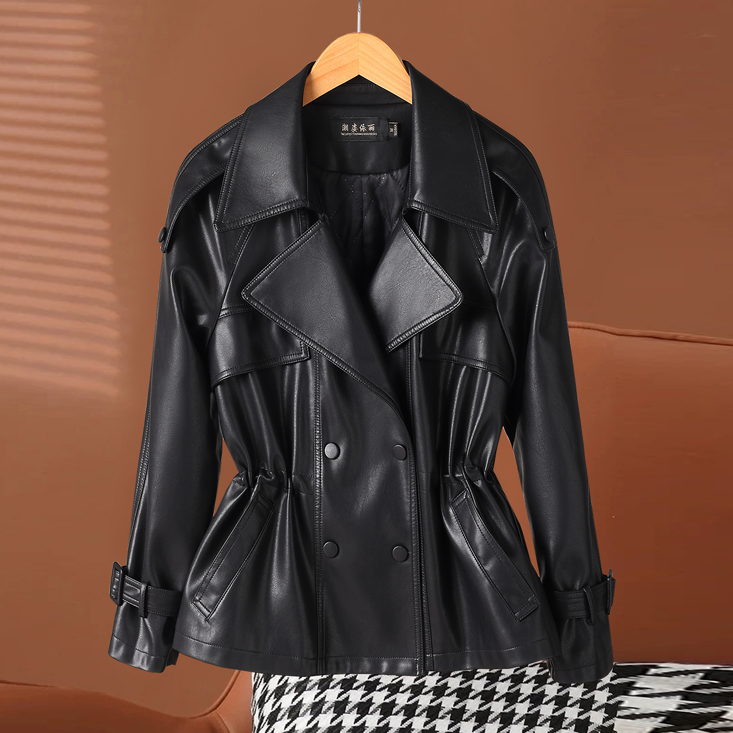 反季清仓！海宁真皮皮衣女短款宽松显瘦皮夹克外套 CZLY-272#