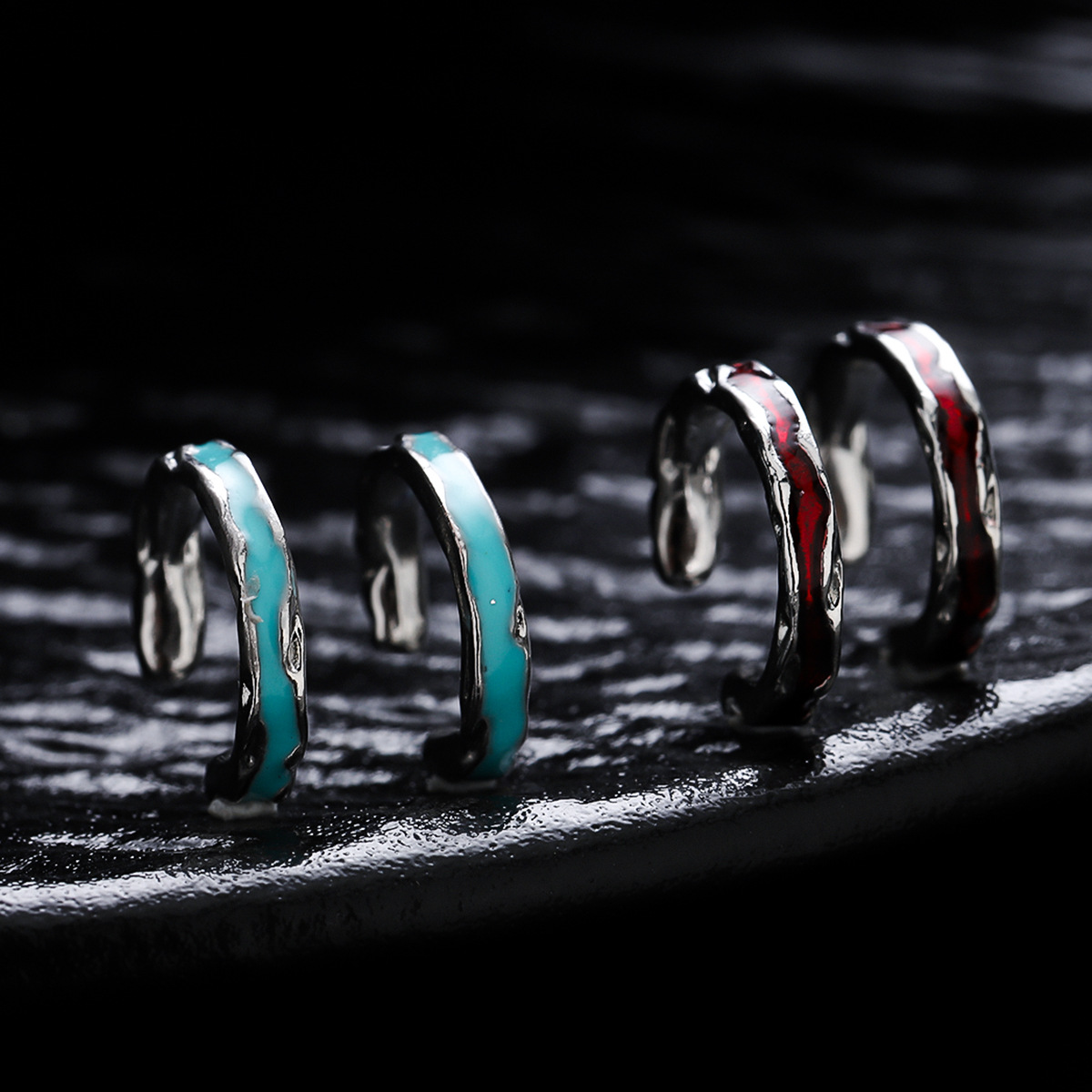 钛钢耳饰 河流冰川简约风男士耳骨夹气质小众素款设计感时尚