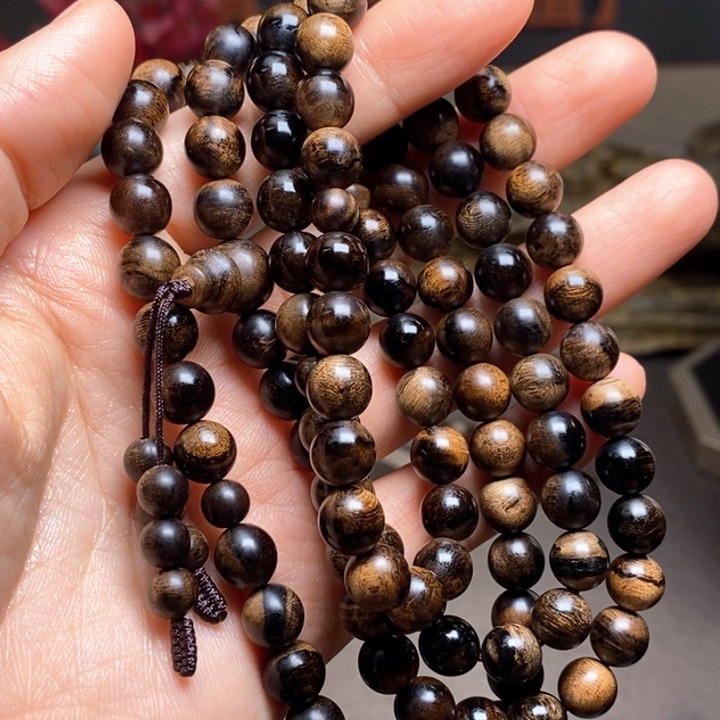 沉香手串越南芽庄白棋楠瘤疤0.8×108