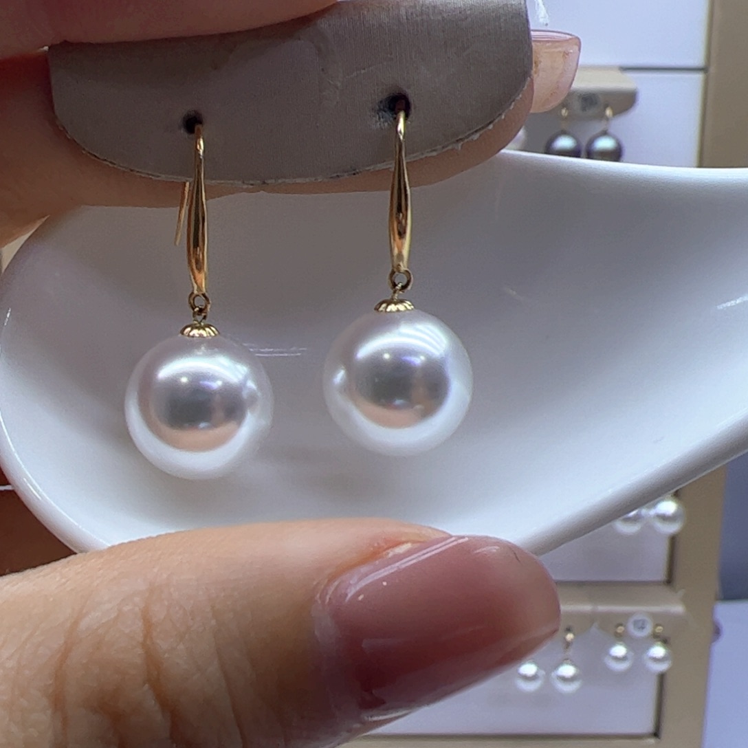 淡水珍珠耳饰18K金镶嵌