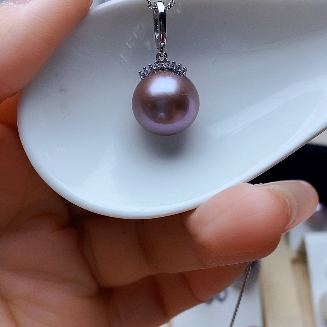 淡水珍珠吊坠(赠链)银S925镶嵌