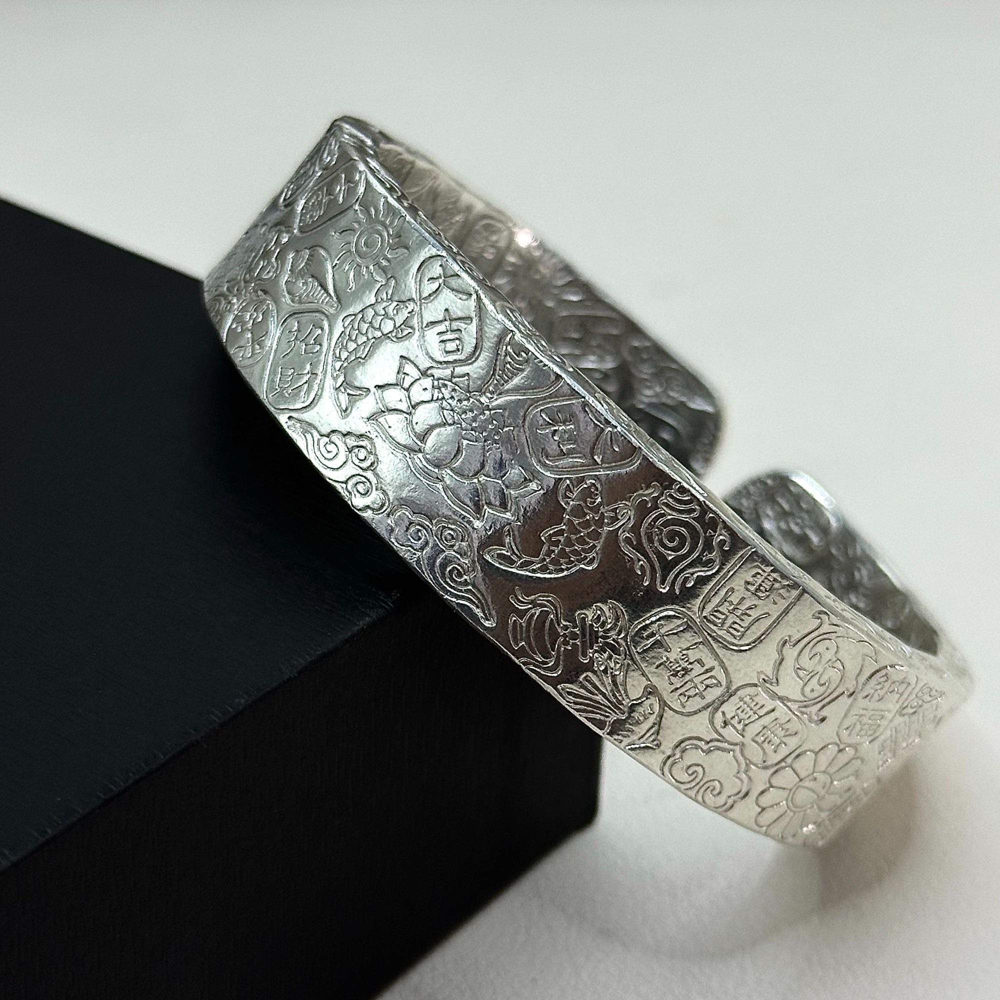 足银手镯 足银999满圈宽版吉言