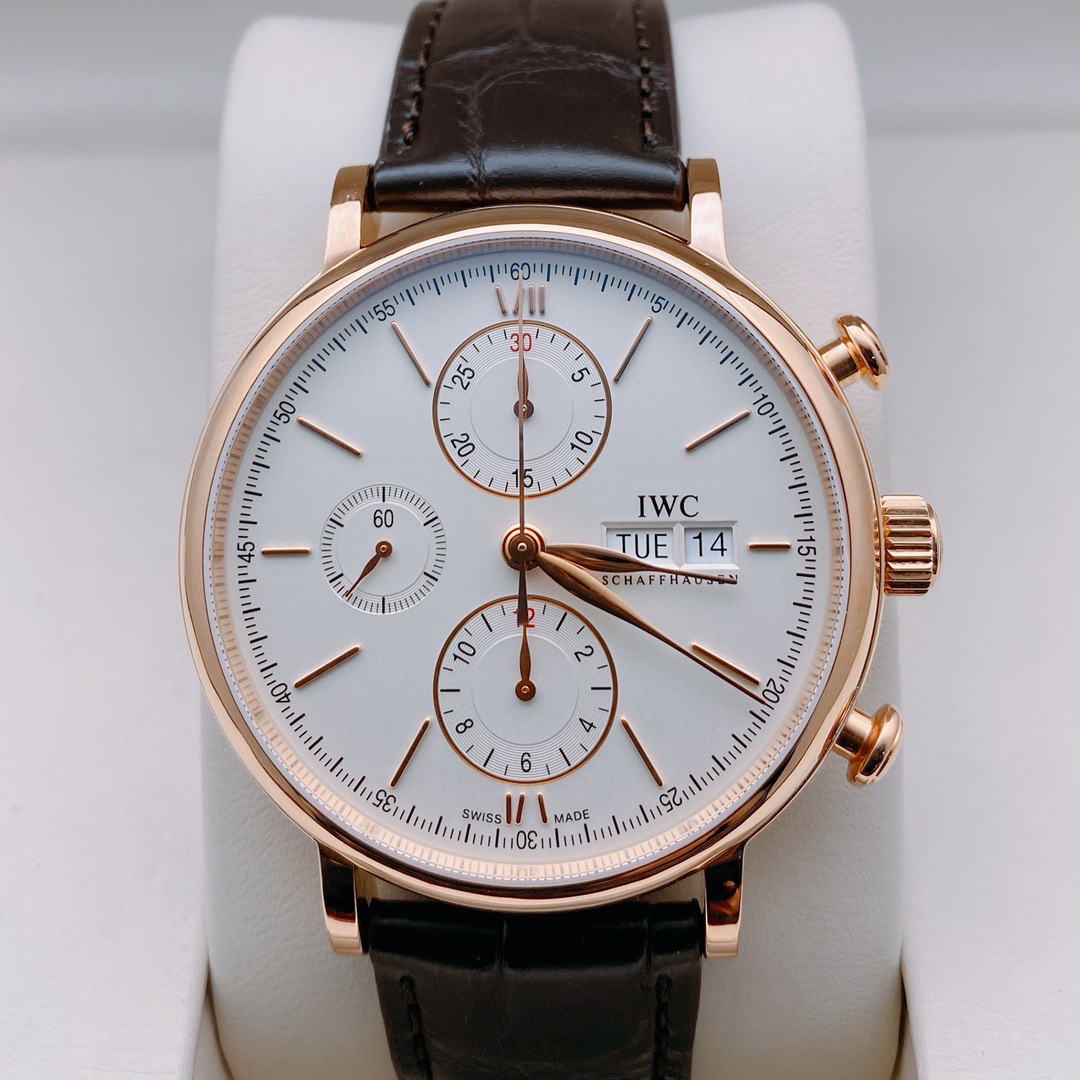 99新 IWC/万国 柏涛菲诺计时 42mm 玫瑰金 针扣