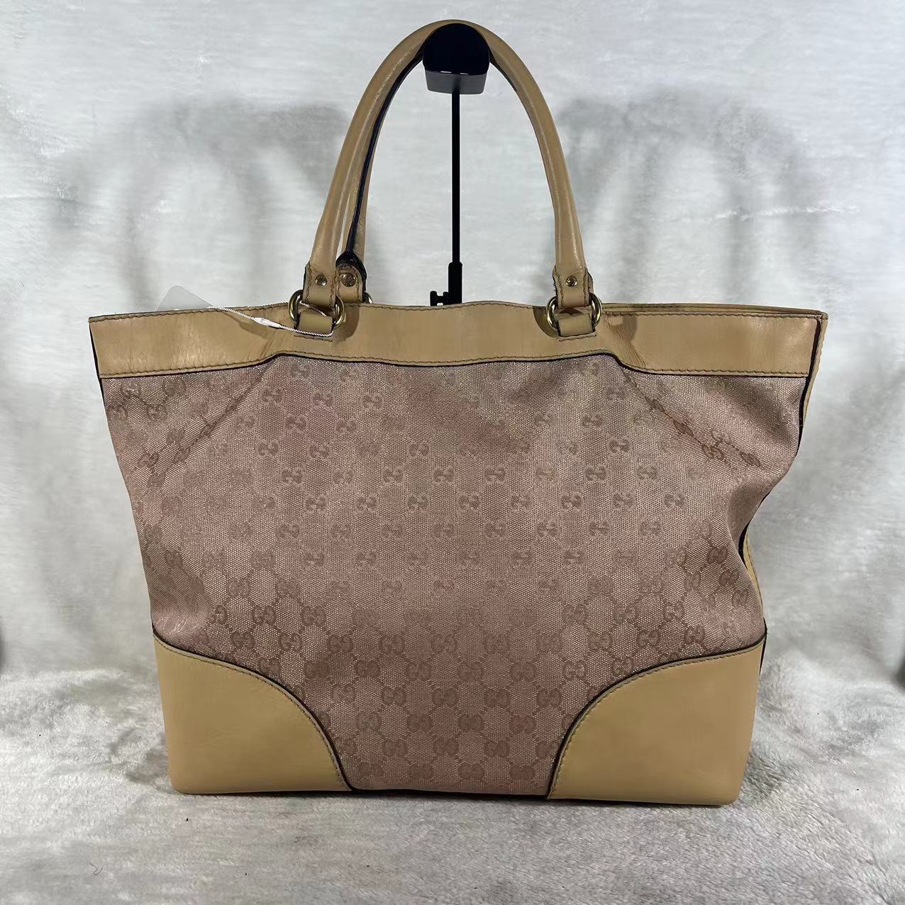 95新 GUCCI/古驰 珠光粉老花托特G24020067尺寸35x32