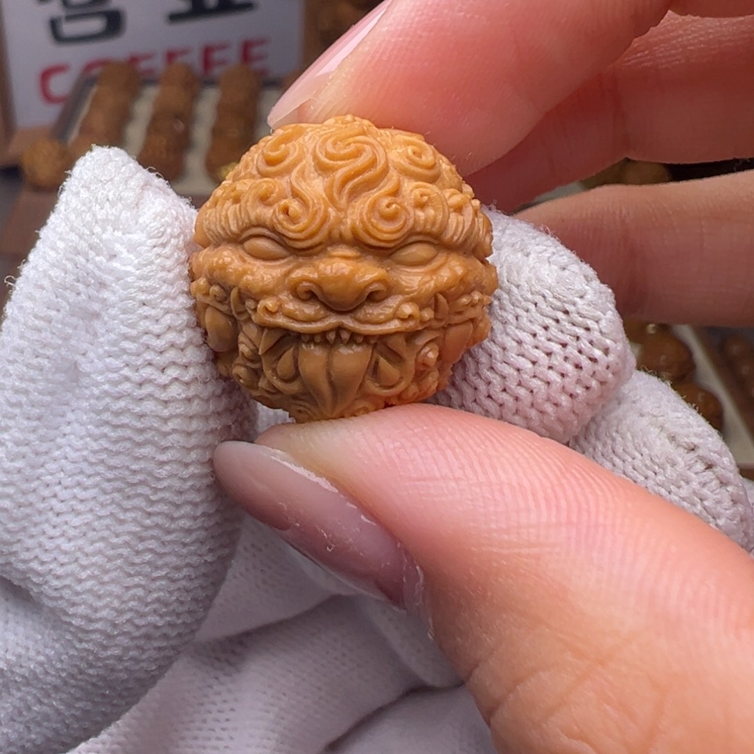 把件猴头核桃精修款唐狮全品有正常封口线