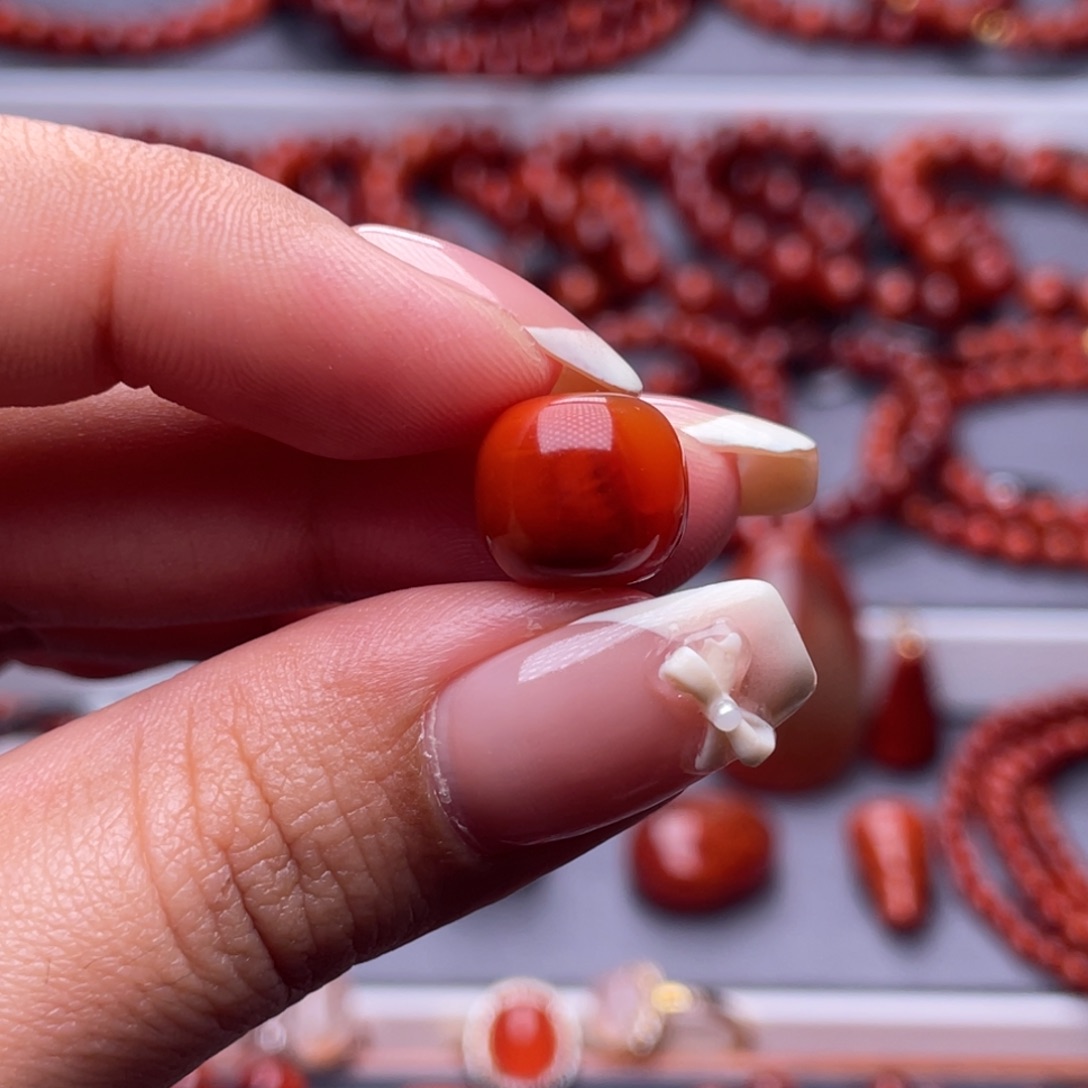 南红玛瑙未镶嵌其他原矿）11.6mm瓦西玫红双色满肉单珠