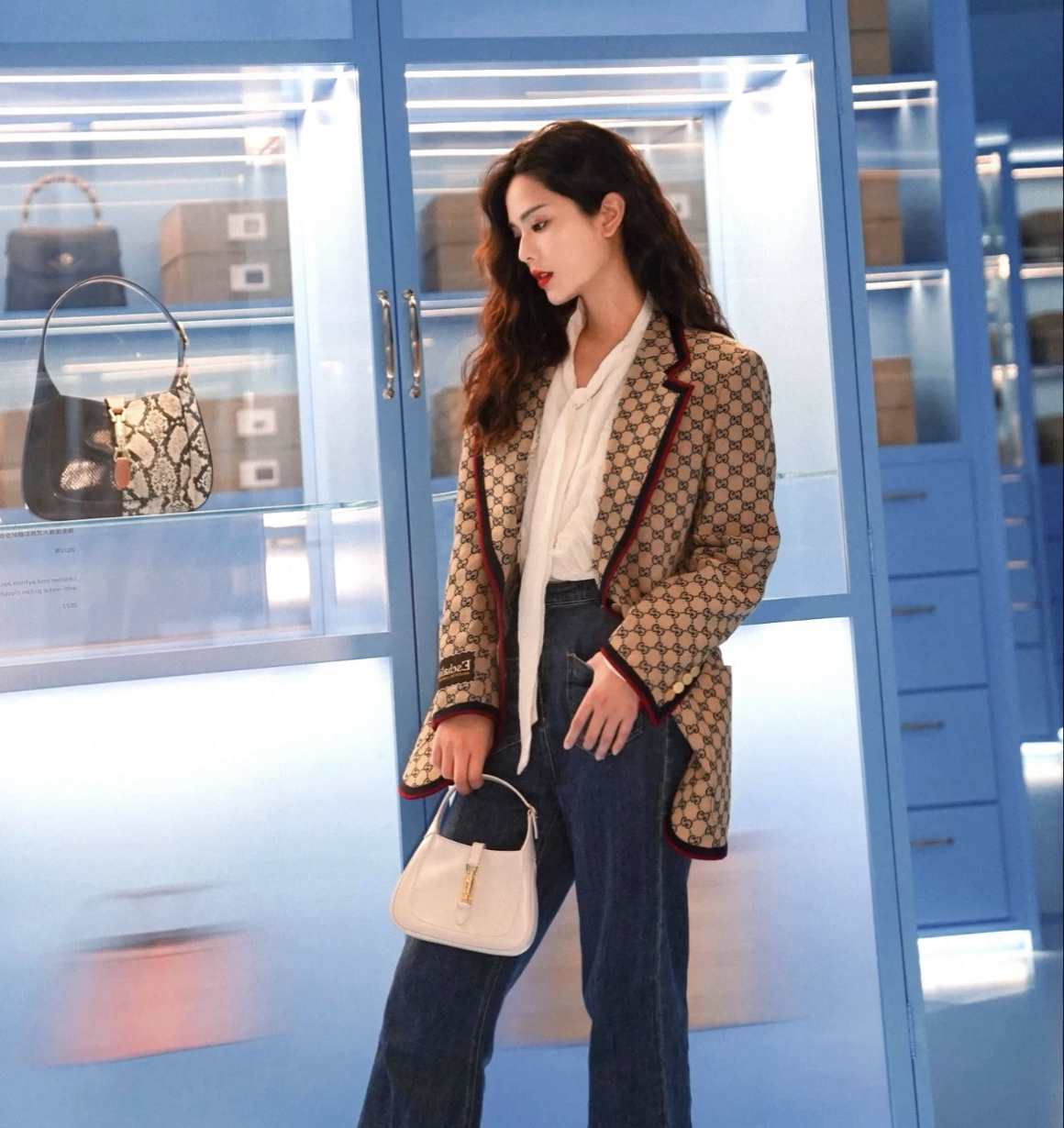 99新 GUCCI/古驰 pp855 棉 老花满印西装外套 48码