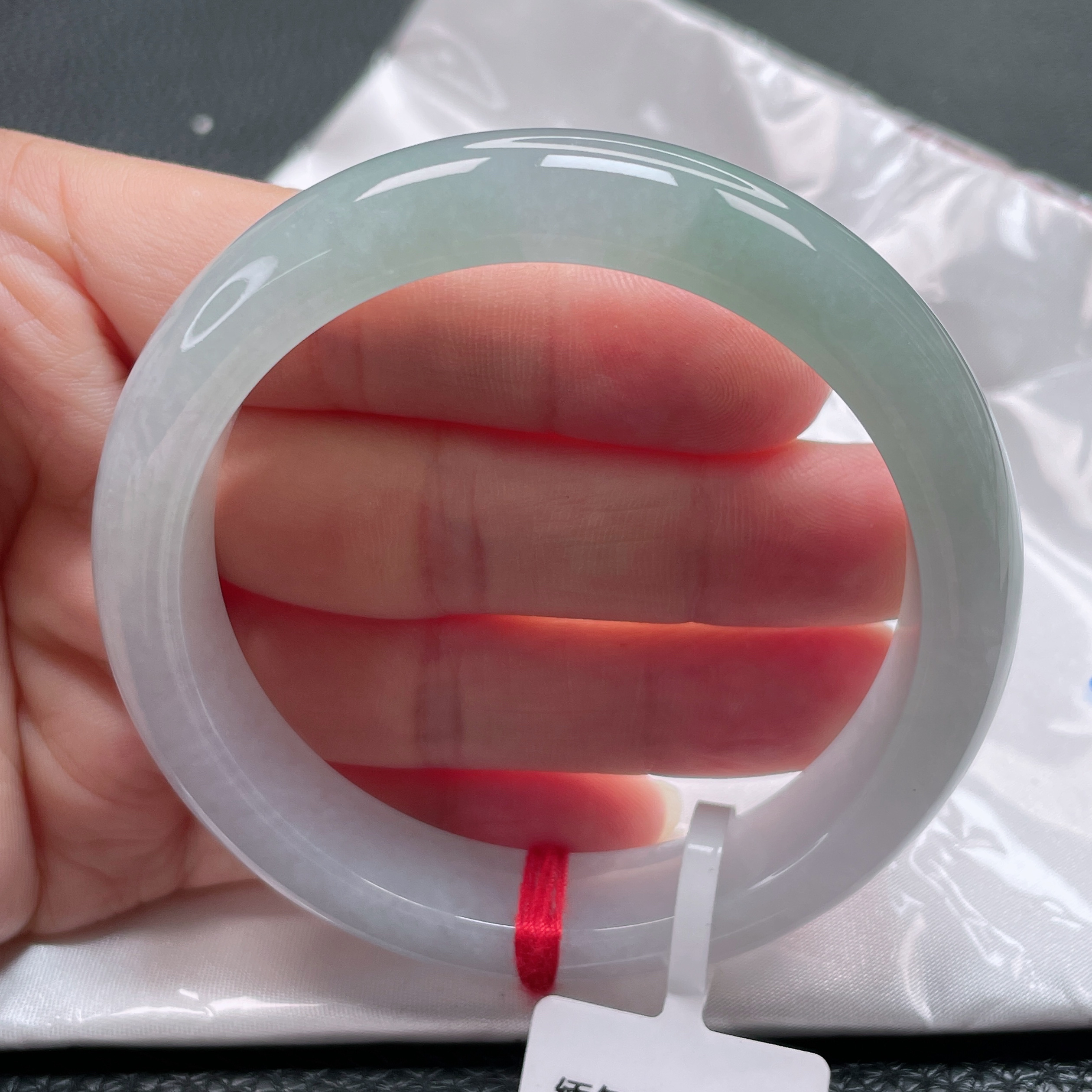 1229缅甸天然A货翡翠手镯58圈冰晴蓝手镯时尚百搭少女款冰透玉镯