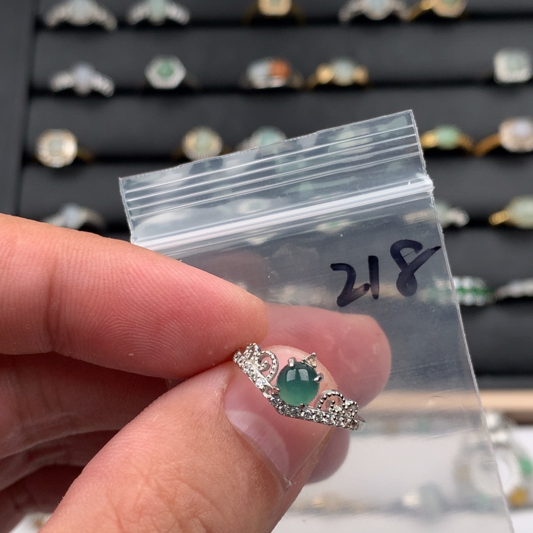 翡翠银S925镶嵌戒圈218