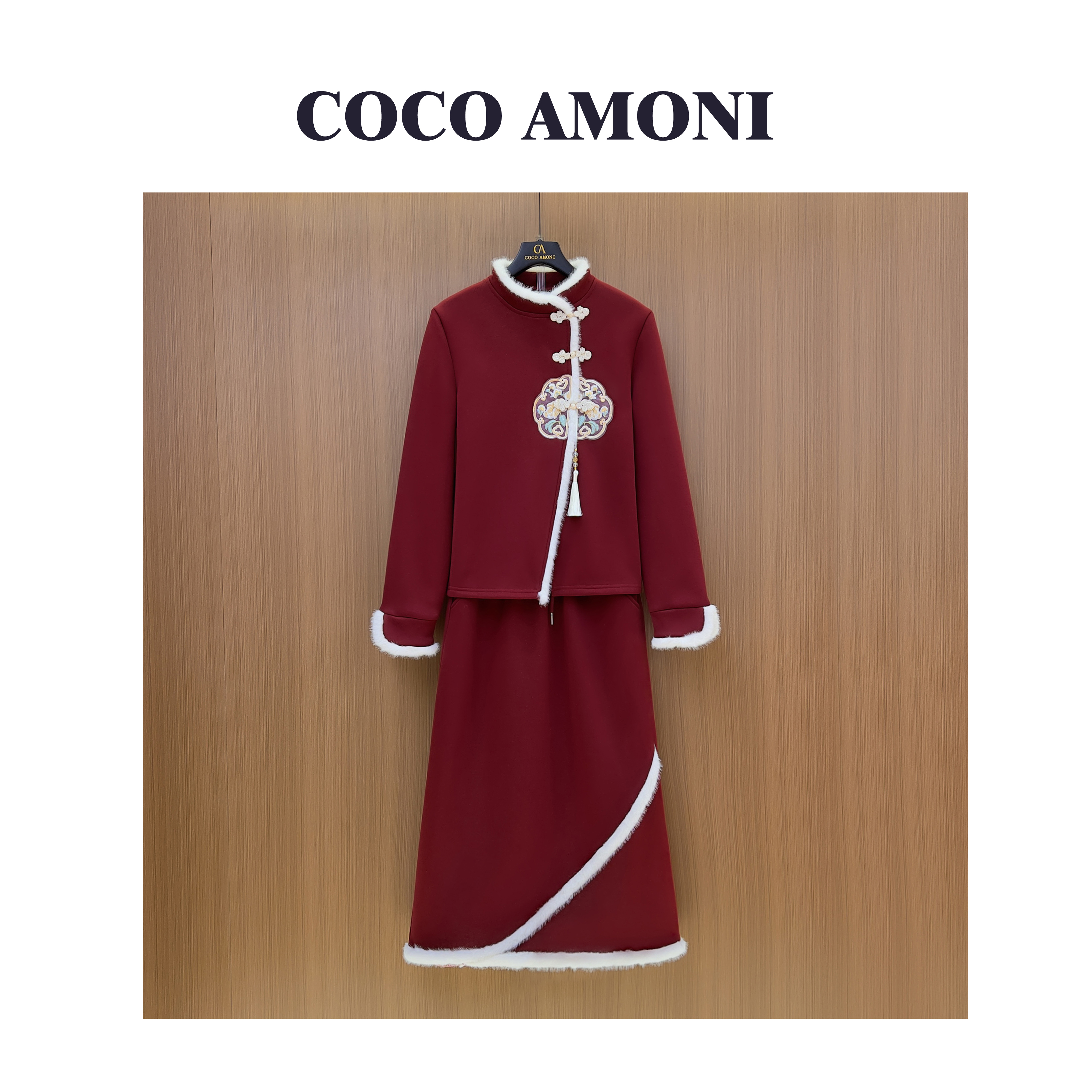 秋冬款高级设计感女装拼接重工简约收腰显瘦百搭长袖套装LDD139