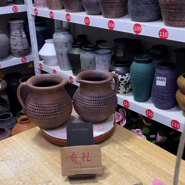 【闪购商品】红陶粗糙盆有孔高15口11