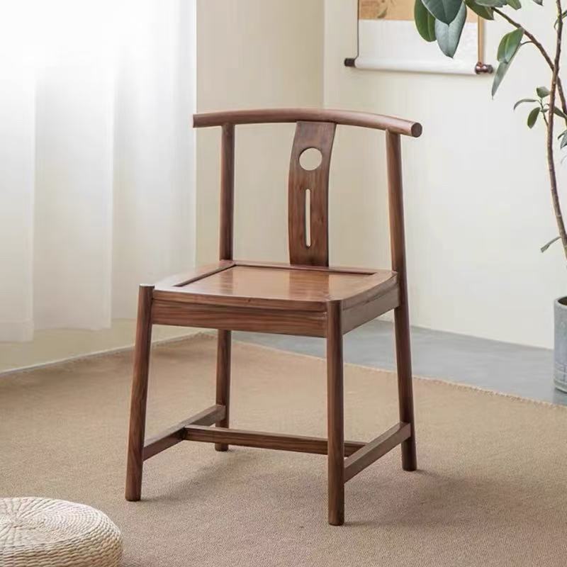 老榆木简约茶椅中式椅子家用实木椅餐厅茶桌椅书桌椅新中式餐椅