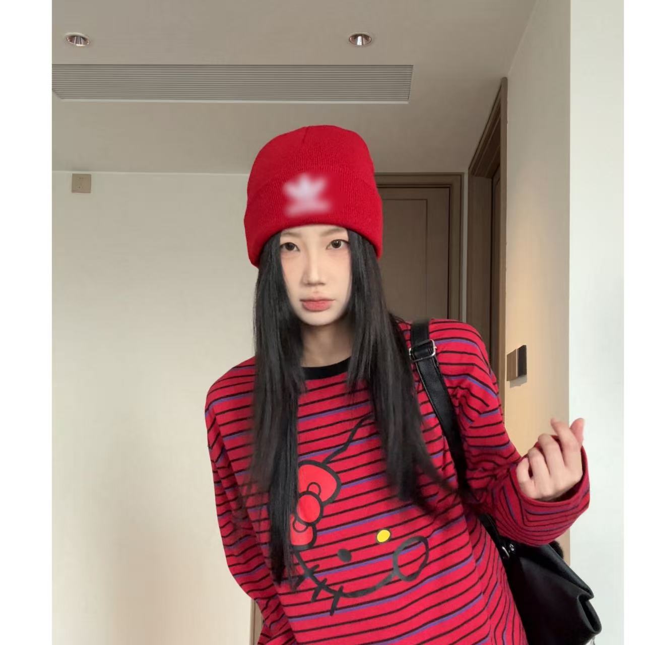 2025新款美式毛线帽女刺绣显脸小情侣针织帽子女2025新款秋冬冷帽