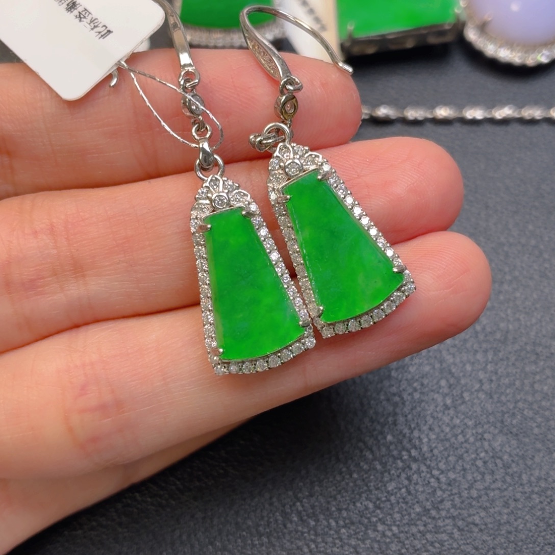 翡翠银S925镶嵌吊坠(不含链)耳坠