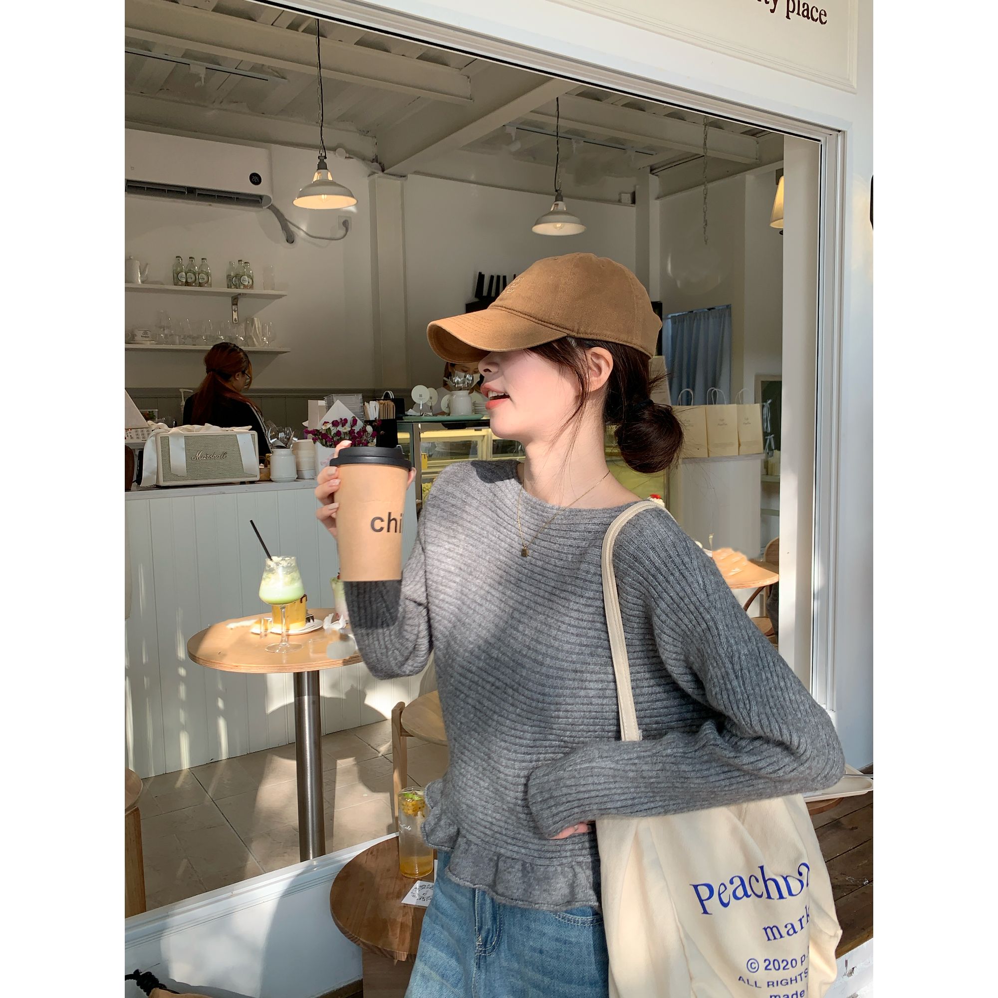 【C·Cai】温柔风毛领系带收腰上衣1668#法式设计感气质显瘦上衣