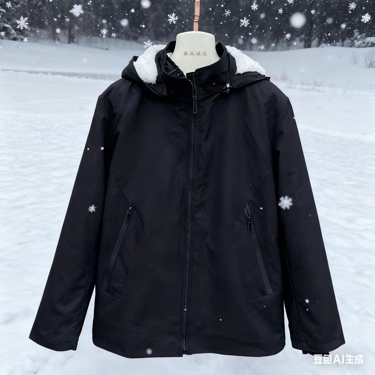 羊皮毛一体中老年爸爸加厚真皮内胆宽松保暖外套男款冬季连帽