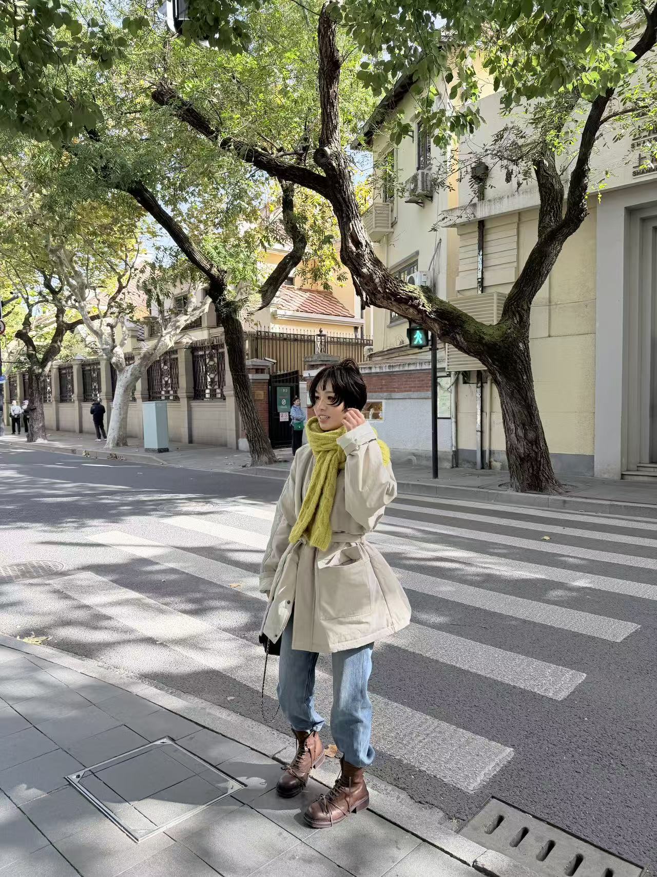 5 YYL 黄绿色麻花围巾 羊毛混纺  2025冬款上新winter 240731003